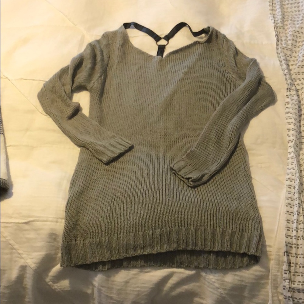 LF tunic sweater with leather detail